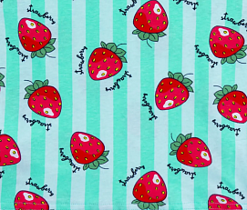 Кулирка рулон набивка опененд серый "Клубника на полосе"