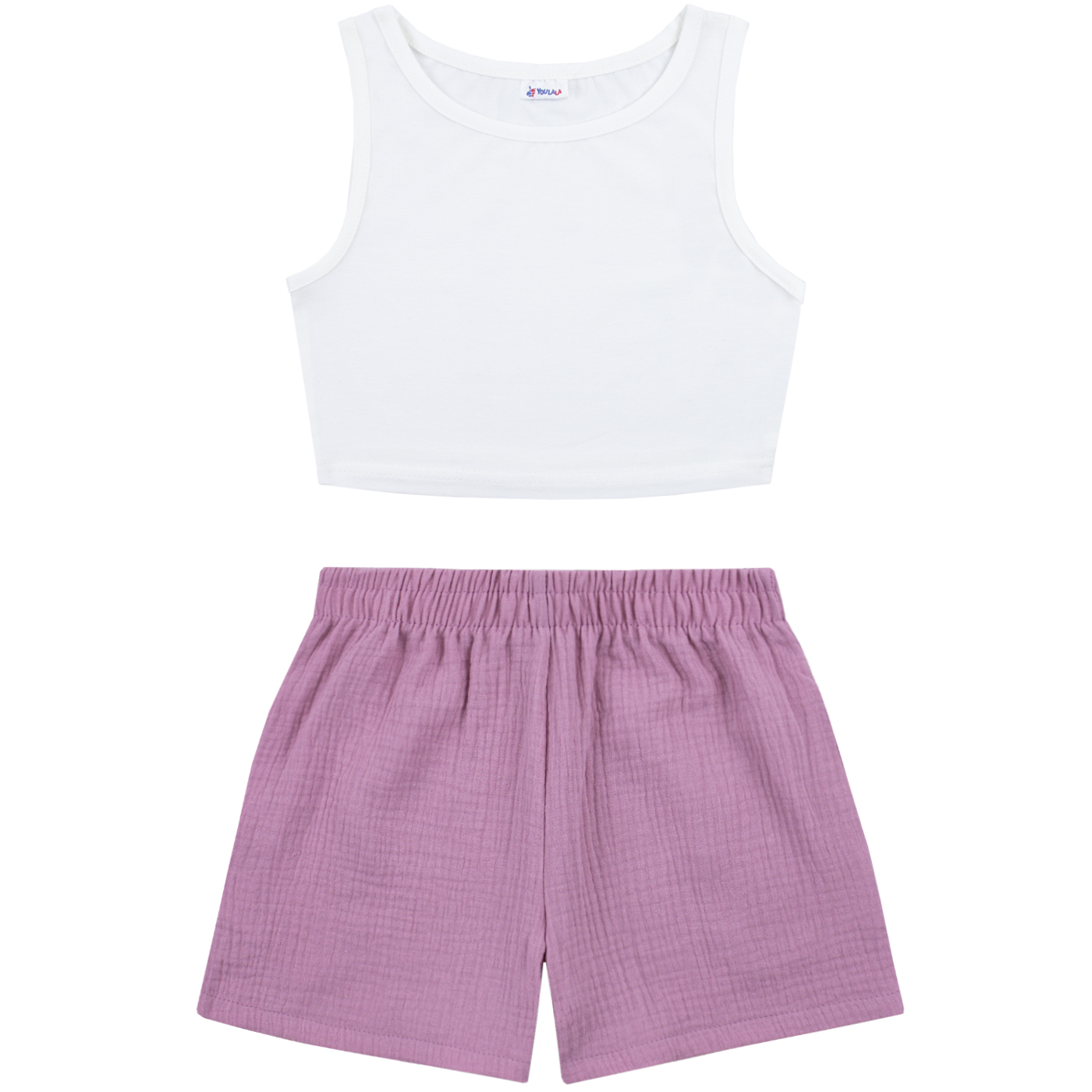 Комплект топ кулирка с лайкрой, шорты муслин 7015900103 Комплект топ кулирка с лайкрой, шорты муслин 7015900103