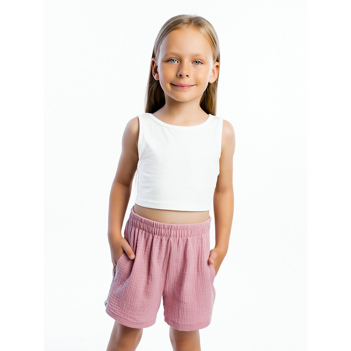 Комплект топ кулирка с лайкрой, шорты муслин 7015900103 Комплект топ кулирка с лайкрой, шорты муслин 7015900103