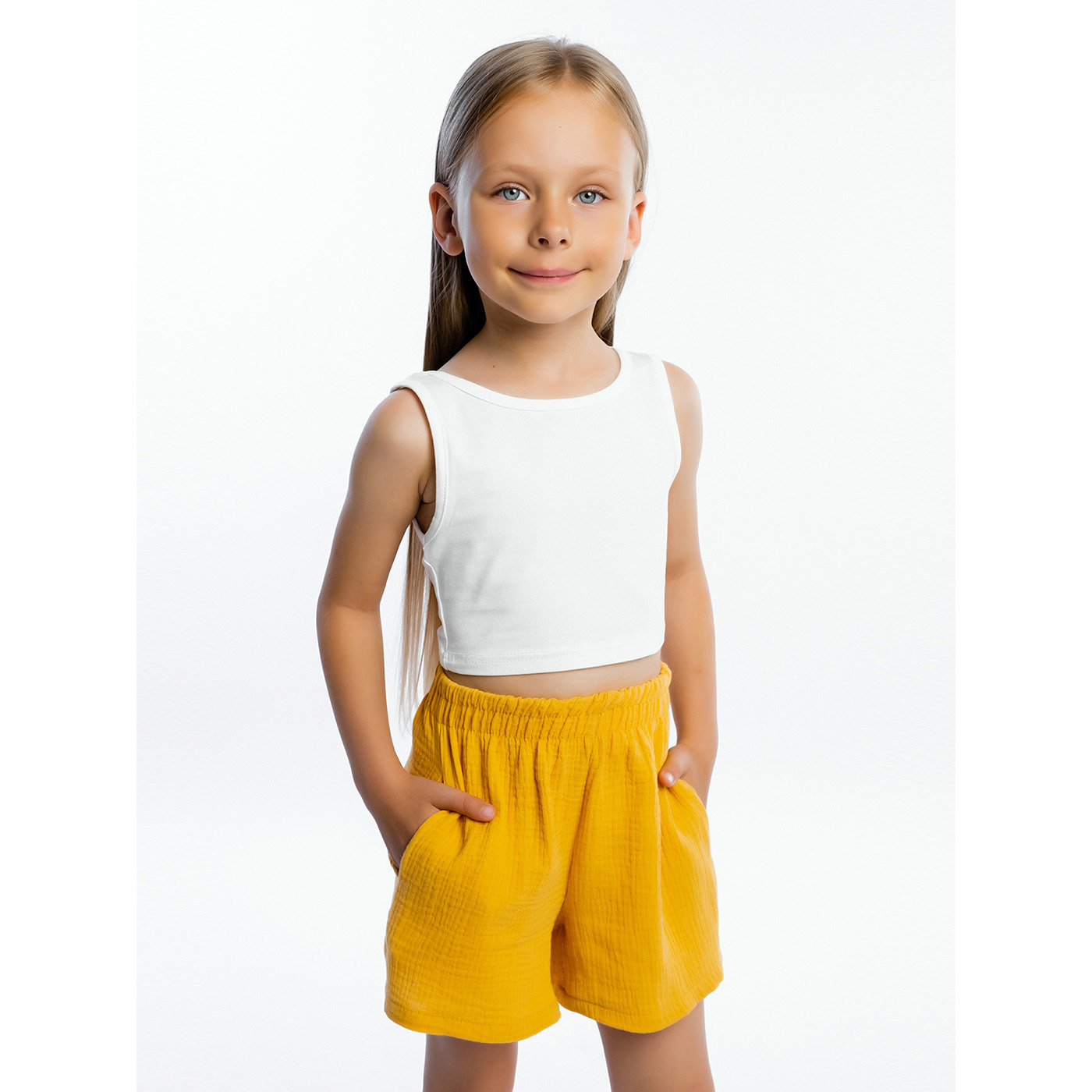 Комплект топ кулирка с лайкрой, шорты муслин 7015900102 Комплект топ кулирка с лайкрой, шорты муслин 7015900102