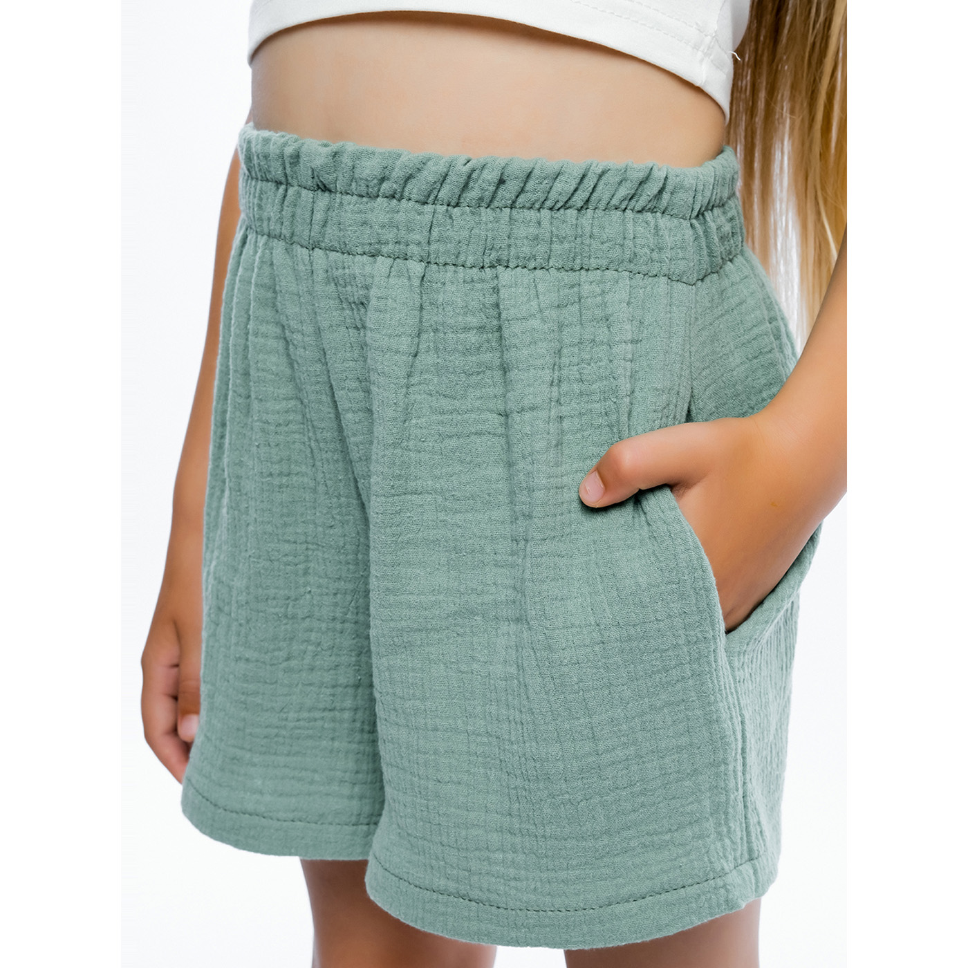 Комплект топ кулирка с лайкрой, шорты муслин 7015900101 Комплект топ кулирка с лайкрой, шорты муслин 7015900101