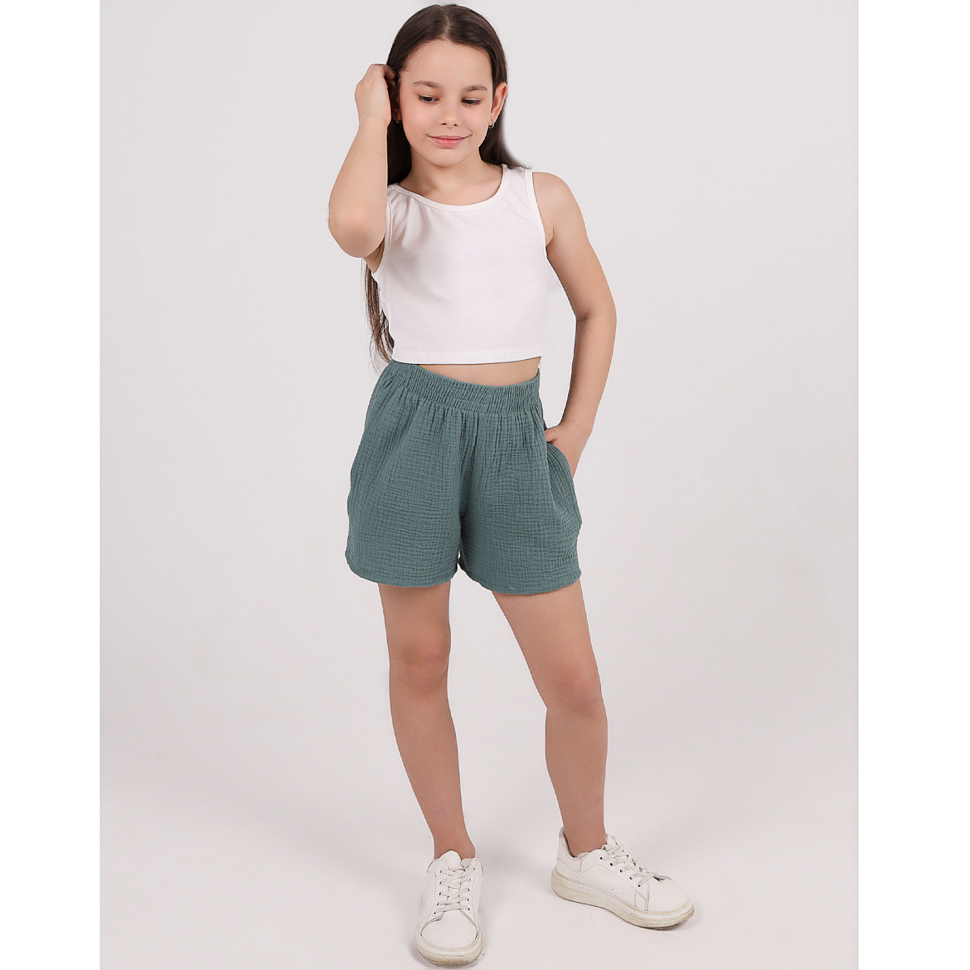 Комплект топ кулирка, шорты муслин 7015900107 Комплект топ кулирка, шорты муслин 7015900107