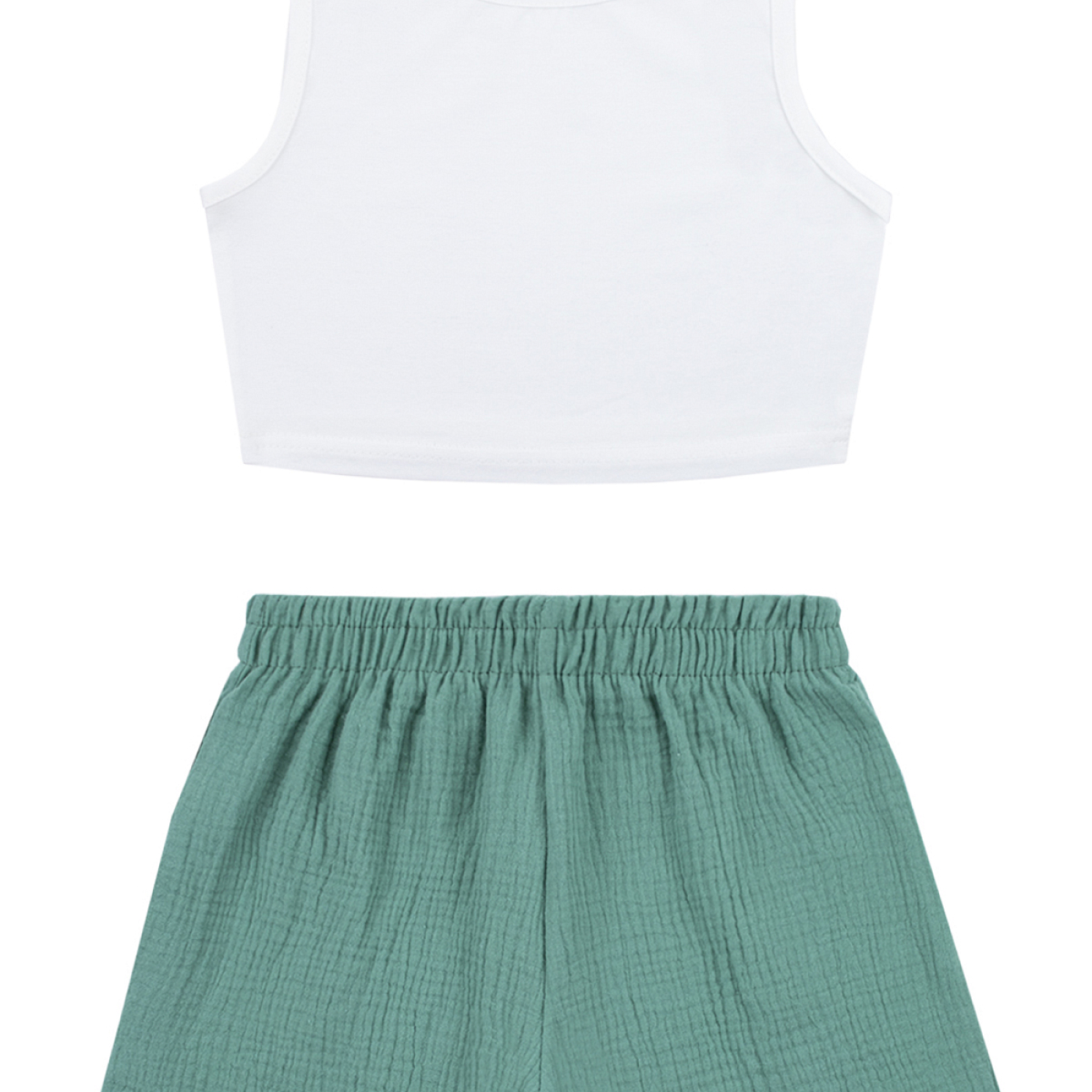 Комплект топ кулирка с лайкрой, шорты муслин 7015900101 Комплект топ кулирка с лайкрой, шорты муслин 7015900101